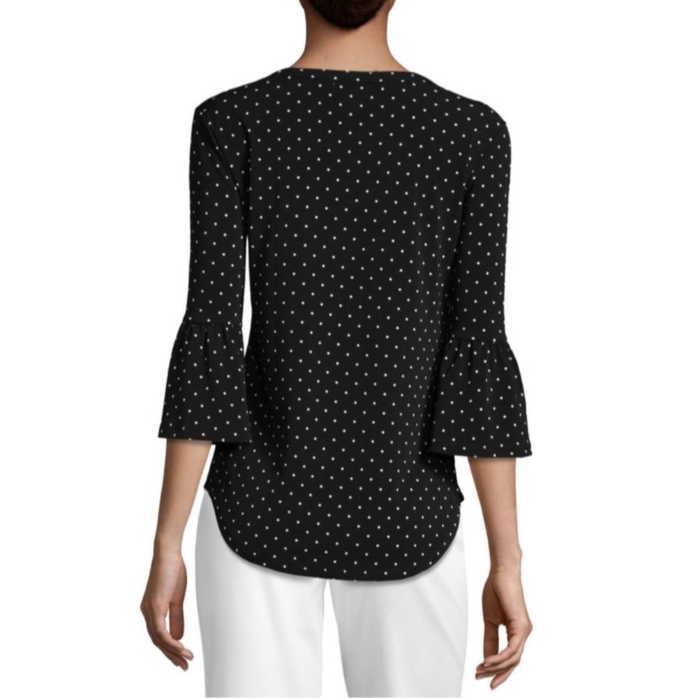 NWT Liz Claiborne U Neck 3/4 Bell Sleeve Top-Tall - Picture 2 of 3